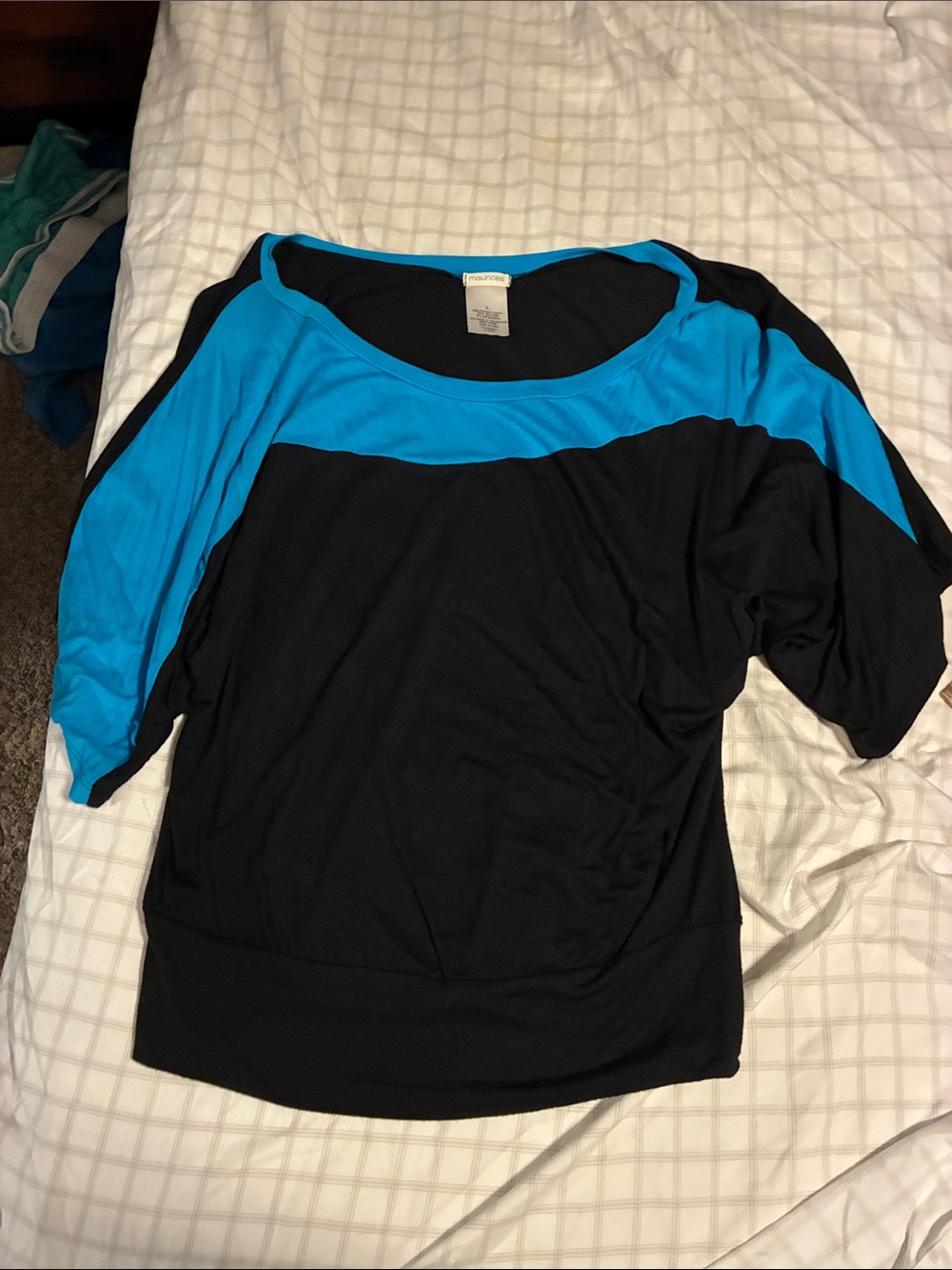 Colorblock Dolman Sleeve Top in Black and Bright Blue